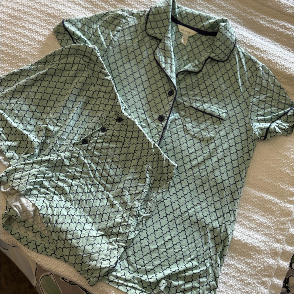 Green Patterned Short Pajama Set